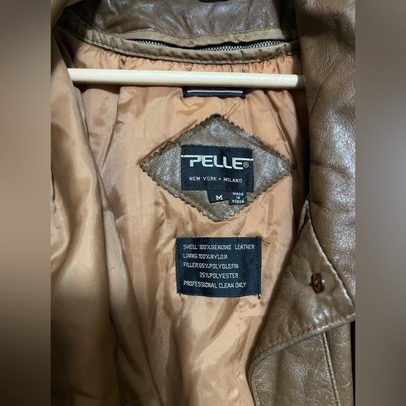 Pelle New York Milano Men's Vintage Genuine Brown Leather Jacket,Size M - Picture 5 of 13